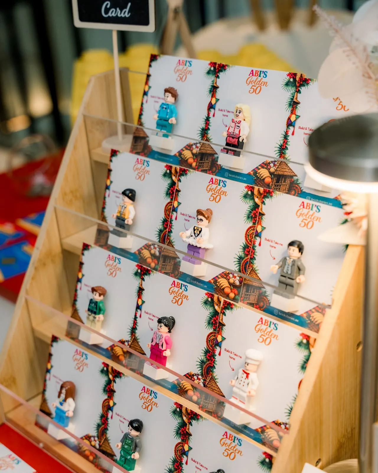 Mini figures laid out and ready for guests to collect